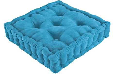 Collections Etc Tufted Padded Boosted Cushion and Support - Plush Seating for Chair with Carrying Handle, Blue