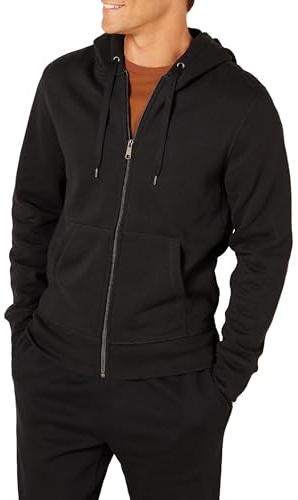 Amazon Essentials Sweat à Capuche en Polaire avec Fermeture Éclair intégrale (Grandes Tailles Disponibles) Homme, Noir, XL