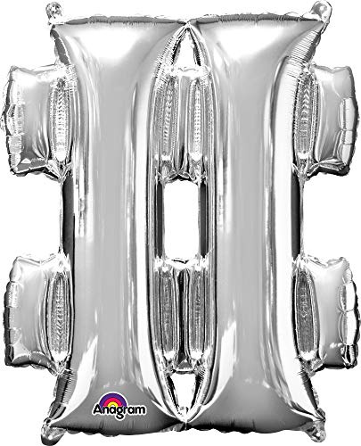 Neu: Folienballon Zeichen * # * in Silber als Deko für Party und Geburtstag | 83cm groß, wiederaufblasbar | Ballondeko Helium Ballongas Buchstaben