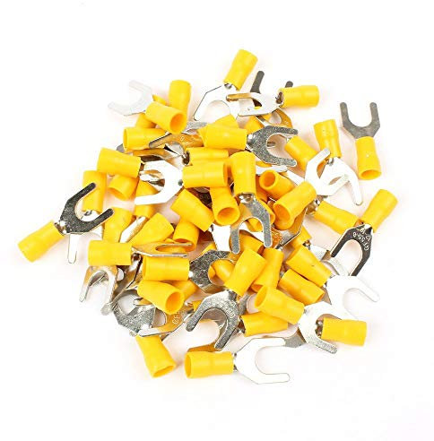 10 pezzi capocorda per cavi a forcella in giallo 4,0-6,0mm2 foro Ø M6 isolato in PVC morsetto di collegamento capocorda cavo connettore in rame stagnato