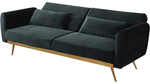 Habitat et Jardin Sofá Cama/Clic clac Terciopelo - Donia - 3 plazas - Verde Oscuro