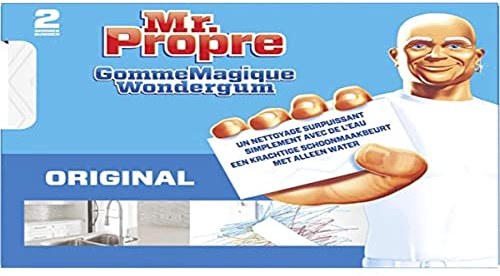 Mr. Propre GommeMagique Original, Lot de 2, Élimine les Taches Impossibles sur Toutes Surfaces Lavables, Nettoie avec de l'Eau Uniquement, Efface Crayon, Graisse et Marques Tenaces