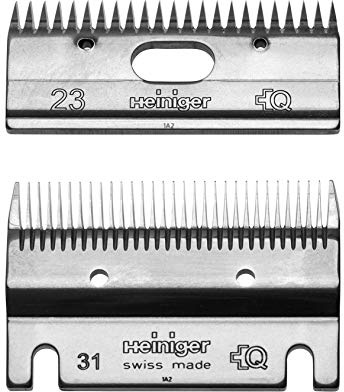 Eider Heiniger Schermesser-Satz Standard für Rinder, 31/23 - Schnitthöhe 2-4 mm - aus hochfestem, gehärteten Spezialstahl - passend zu Heiniger Delta3, C12, Xplorer, Xperience, USV, Handy, Progress