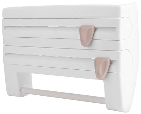 Desbobinador de películas para Alimentos, dispensador de Papel de Cocina y Toallas de Cocina, Estante de Pared para Almacenamiento, Soporte Multifuncional Blanco para Cocina