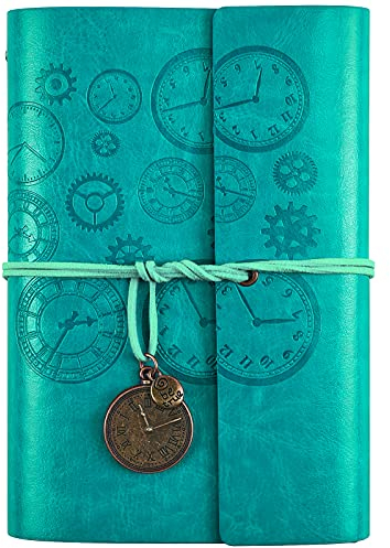 Asten Leder Notizbuch, Nachfüllbar Tagebuch, Vintage-Spiralbindung Tagebuch Reisetagebuch zum Schreiben Mit Linienpapier, Geschenk für Mädchen, Jungen, A6 18x13cm, Blau