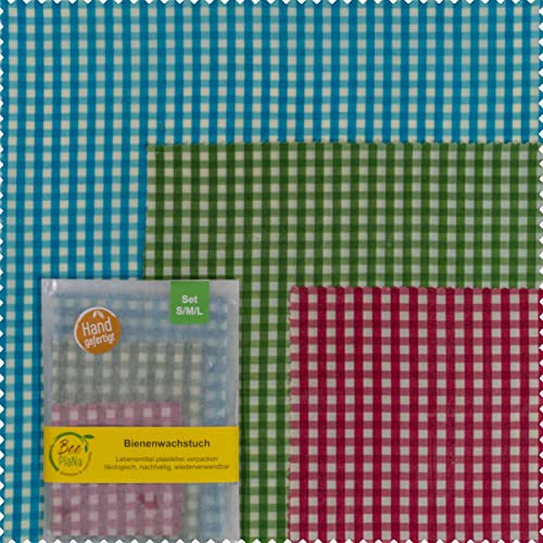 Bee PlaNa Bivaxdukar 3 set | designprickar | storlek S/M/L | alternativ till plastfolie aluminiumfolie | återanvändbar | hållbar