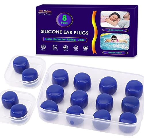 Silikon Ohrstöpsel zum Schlafen Schwimmen 8 Paar,Wiederverwendbare Formbare Softe Ohrenstöpsel,Earplugs,Noise Cancelling Ohrstöpsel,Gehörschutzstöpsel,Lärmschutz Gehörschutz Schlafen