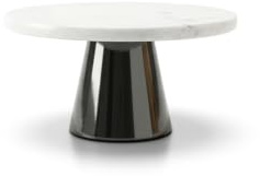 ECHTWERK stilvolle Tortenplatte aus Marmor, Kuchenplatte mit Standfuß, Gebäckständer zum Servieren von Speisen, Obst, Käse und Desserts, Tortenständer für Party oder Hochzeit, Black-Edition, Ø 22 cm