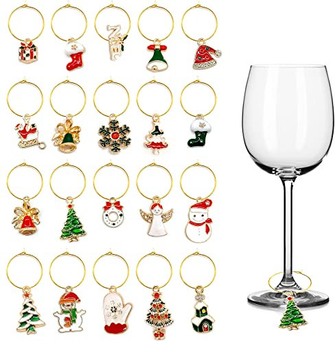 Niuhong 20 Pcs Charms Ringe Markierer Für Weihnachten Glasmarkierung