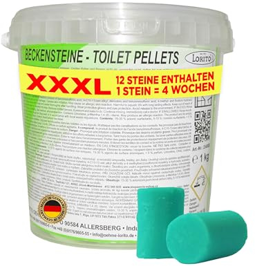 Lorito Beckensteine für Urinal, 1 kg, Fichte-Duft | Urinalsteine mit Fichte-Duft für neue Frische auf dem WC, geeignet in Privat-WCs, Gastronomie & öffentliche Einrichtungen