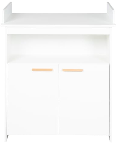 roba Wickelkommode 'Anton' in Weiß, inkl. Wickelansatz, Wickeltisch mit 2 Türen & 1 Fach, Wickelhöhe 90 cm