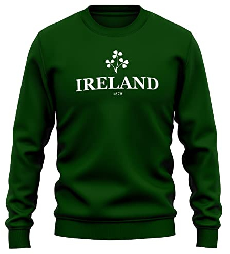 Purple Print House Ireland 1879 Mens Sweatshirt Rugby Supporters Irish Shamrock Badge Jumper Nations Sweater, XL, Bottle