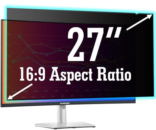 ACONETMAX 27 Inch Computer Privacy Screen Filter for (16:9) Widescreen Monitor - Privacy Shield - Anti-Glare - Anti-Scratch -Anti-Blue Light Bolcking Protective Screen Guard Protector