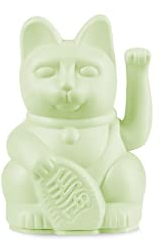 DONKEY Lucky Cat Mini | Light Green - Japanische Glücksbringer Winkekatze in Hellgrün, 9,8 cm hoch