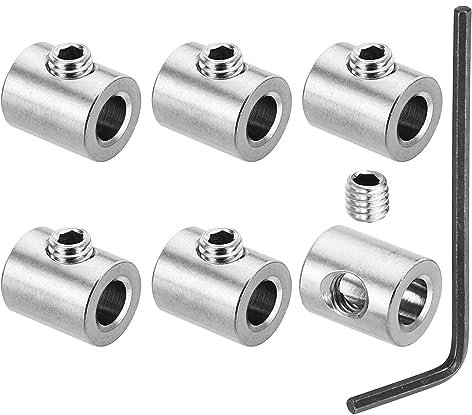 PATIKIL Morsetto per Cavo 5mm Foro Filo Corda Mollette Set, 6pz 304 Inossidabile Acciaio Singolo Fori Blocco Cavo Morsetti Clip con M5 Viti Esagonali Chiave per Cavo Raccordo, Argento