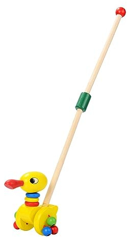 Almencla Push Along Walking Holzspielzeug Schiebe Lauflern Tier Ziehspielzeug Motorikspielzeug Pädagogisches Spielzeug Aus Holz für Kleinkinder für Geburtstags, Ente A