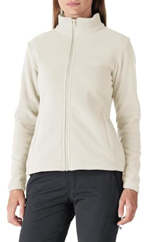 Outdoor Ventures dam fleecejacka med genomgående dragkedja ståkrage dam lätt fleece sweatjacka antistatisk elektricitet damjacka för löpning, vandring och fritid, Ullvit, S