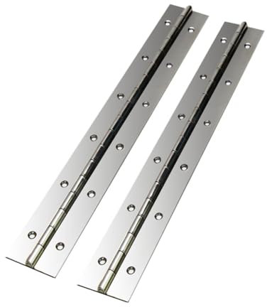 Hoopever - Confezione da 2 Cerniere in Metallo per Pianoforte, 600 x 50 x 1 mm, in Acciaio Inox, Apertura a 270 Gradi, Resistenti, per Pianoforti, Armadi, Porte, Grandi Finestre, Barche, con Viti