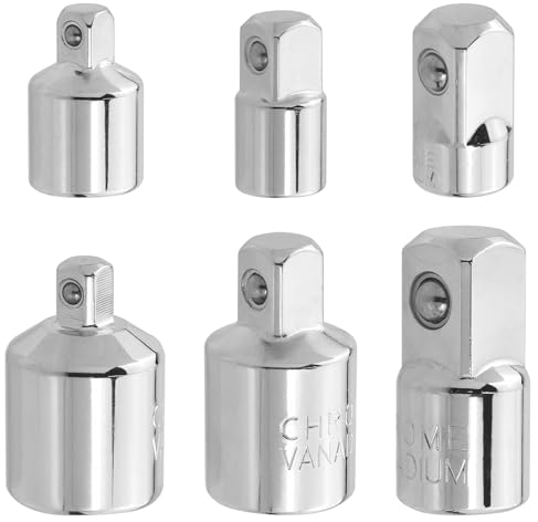 Lot de 6 adaptateurs de douilles, pour clés à douille 1/4 vers 3/8, 3/8 vers 1/4, 3/8 vers 1/2, 1/2 vers 3/8, 1/2 vers 1/2, 1/2 vers 1/4, 1/4 vers 1/2 pour douilles à cliquet