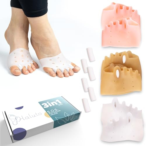 Haluto 3 Paare / 6 Stück Zehenspreizer mit Gel-Mittelfußpolster - Hallux Valgus Korrektur - Ballenpolster Vorfuß - Hammerzehen Korrektur - Zehenspreizer Gel für Überlappende Zehen - Zehentrenner