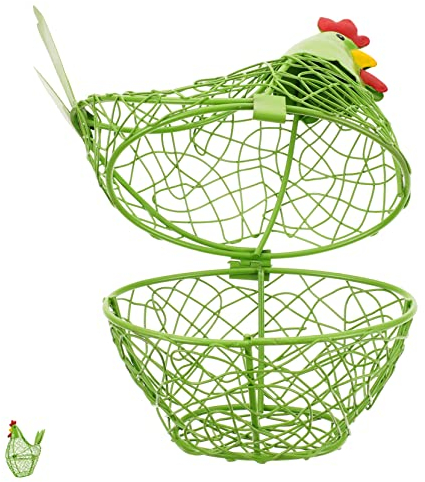 NAMOARLY Hühnereierkorb Aus Eisen Multifunktionale Aufbewahrung Für Eier Obst Und Lebensmittel Dekorativer Eierhalter Hühnerform Für Küche Großer Stauraum Sanftem