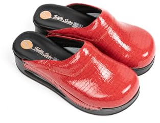 Terlik Sabo Air ST601 MAX Zuecos de Cuero Mules Zapatillas Zapatos Sabot, Mujer, Patrón Texturizado Rojo, EU 42