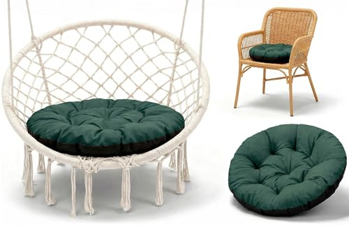Amazinggirl Cuscino per Sedia Rotondo 60 cm – Cuscino da Giardino per Sedia Rattan & Poltroncina – seduta imbottita idrorepellente per Terrazzo Balcone Giardino Verde Ombra B