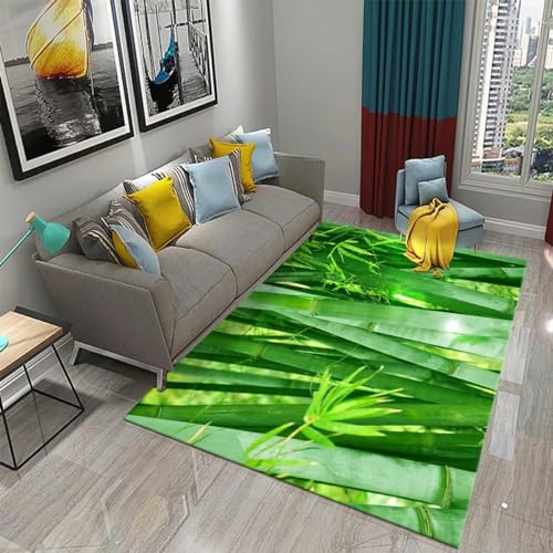 XINRUYI 3D Grüner Bambus Wald Bambusteppich Wohnzimmer Schlafzimmer Küche Badezimmer rutschfeste Matte Dekoration