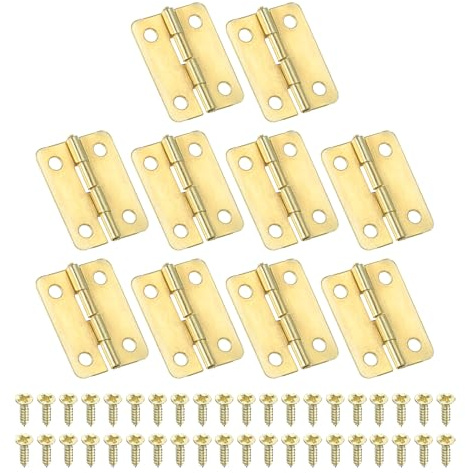 PATIKIL Petites Charnières Bout 24mm Mini Doré 10 Pcs avec Vis | Charnière, pour Boîtes à Bijoux en Bois, Portes de Tiroir d'Armoire, Portail