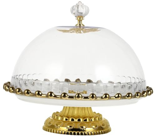 KIUGOP Kuchenhaube Keramik Kuchenplatte Glas, Kuchenglocke Ständer Tortenständer Glashaube Lebensmittel Abdeckung Für Hochzeit Geburtstag Party,A