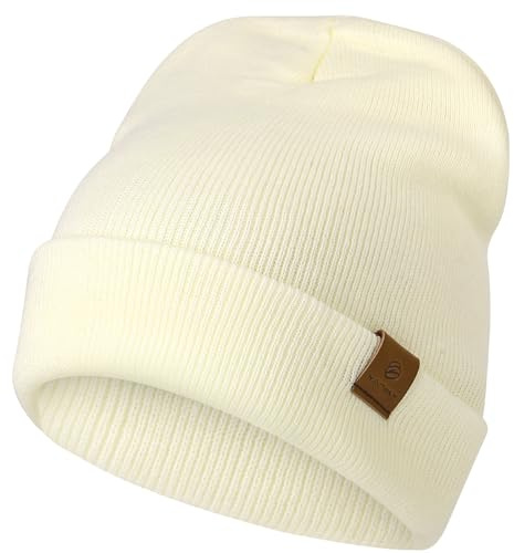 YANIKY Gorro de invierno para mujer, gorro de invierno suave y cálido, gorro de punto unisex, a prueba de viento, gorro clásico ideal para otoño, invierno y primavera, Blanco, Talla única