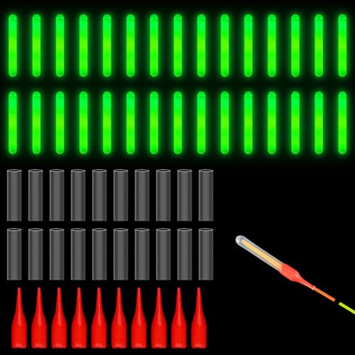50 Pièces Lumière de Pêche de Nuit,4.5 x 37.5 mm Starlight Peche pour Pêche de Nuit,Vert Bâtons Lumineux pour Canne à Pêche,Glow Stick Pêche de Nuit