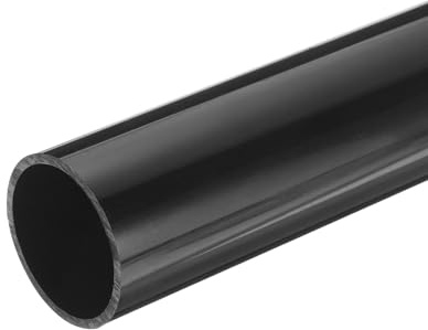 QUARKZMAN Tubo Rigido, Tubo Tondo Rigido in PVC 45,2mm ID 50mm OD 20cm/8 Lunghezza Tubo Flessibile in PVC, Nero Alto impatto per Tubi dell'Acqua, Artigianato, Guaine Cavi