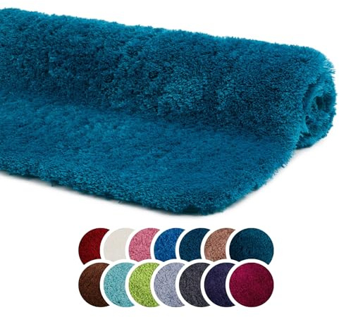liebling Superior Badteppich mit Anti-Rutsch-Beschichtung, 100% Polyester (Mikrofaser), 50 x 70 cm, 30 Grad waschbar, Fußbodenheizung geeignet, Farbe: Petrol