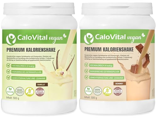 CaloVital Sparset Kalorien-Shake zum Zunehmen, Vanille + Schoko | Vegane Trinknahrung, Astronautennahrung-Trinkmahlzeit mit Kohlenhydraten, Protein, Vitaminen & Mineralstoffen