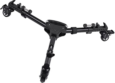 Tripod Dolly, Tripod Video Tripod With 44.1Lbs Capacity Tripod Wheels and Carrying Bag 3 Wheels Adjustable Leg Mounts for Cameras Camcorder and Lighting Equipment
