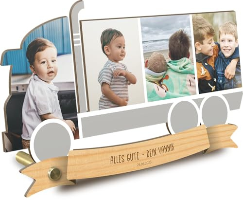 LKW Geschenk personalisiert - Foto Geschenk Holzbild - LKW Geschenke, LKW Geschenk für Männer, Frauen und Kinder, LKW Geburtstagsgeschenk, Truck, Brummi Geschenk, Fotomosaik