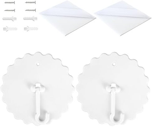 Diffaxy Pack de 2 ganchos de techo autoadhesivos, ganchos para mosquiteros con tornillos de base, ganchos de techo sin agujeros, accesorios para mosquitos sin clavos para el hogar