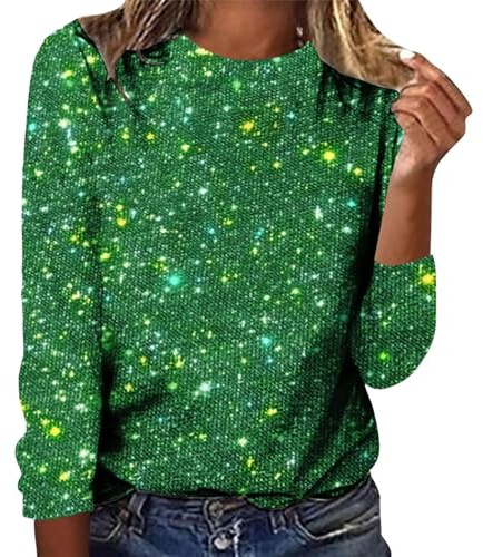 Generico Maglia con Paillettes Donna Curvy Glitter Maglia Eleganti Donna da Cerimonia Magliette Sexy Taglie Forti Maglie Morbide Maglietta Manica Lunga Comode T Shirt Pullover Capodanno per Feste