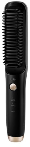 Gvvsjgdbis lisciante elettrica per capelli e barba, pettine riscaldante ricaricabile, nero
