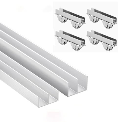 Acrylic Glass Track Thickened 8mm Glass Sliding Door Double Track Display Cabinet Slide, Aluminum Alloy Track Wheel Accessories(35in)