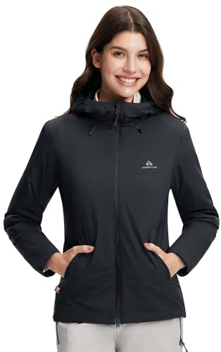 Pioneer Camp Giacca invernale da donna – Giacca isolante ultraleggera Primaloft con cappuccio, impermeabile e traspirante, calda giacca outdoor per autunno e inverno, Nero , S