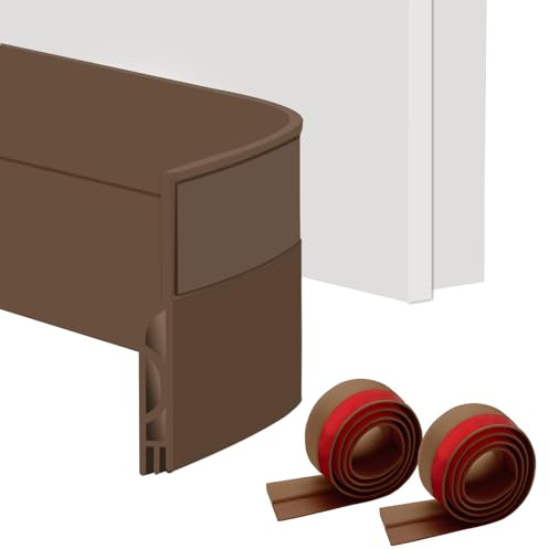 2 rollos burlete silicona autoadhesivo (100 cm) – Recortable, antiinsectos, ahorro energético + aislamiento acústico/frío para puertas (Marrón)