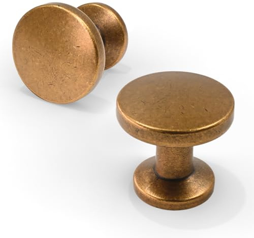 Talentedeco 10 Pack Antique Brass Kitchen Cabinet Knobs 30mm Solid Zinc Alloy Knobs for Drawers