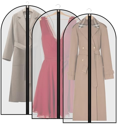 3 Pcs Dress Bags Coverss, 60 x 140cm Long Dress Covers Garment Bags for Hanging Clothes Protector Bag, Waterproof Dustproof Clothes Covers with Zip, for Wedding Dresses Suits Coats Jackets Garments