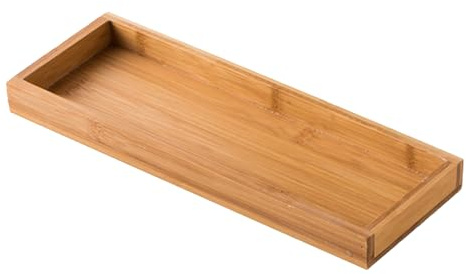 Vassoi da Servizio in Bambù, 29,5 * 11 * 2,5 cm Natural Bamboo Vanity, Vassoi Rettangolari in Legno per Cosmetici, Organizer per il Bagno, Vassoi Decorativi per Lavabo Cucina Bagno
