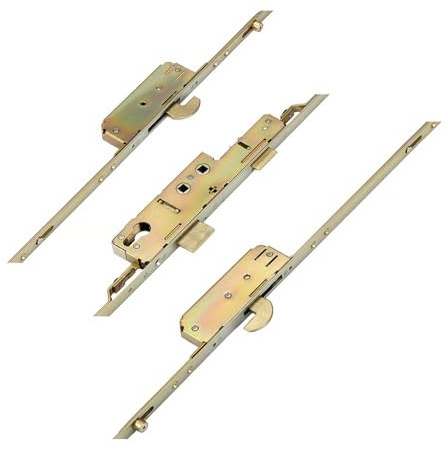 Multipoint Door Lock Latch Deadbolt 2 Hooks 2 Rollers Double Spindle Gearbox for uPVC Composite Doors UK Replacement Lock Case Mechanism Type A UKFit