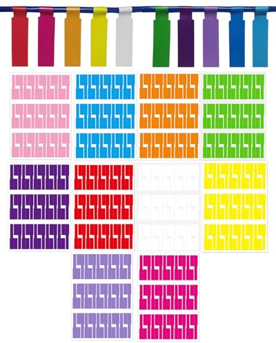 YIPFEN Etiquetas Adhesivas Cables, 300 uds (10 Colores) Rotulables, Impermeables - Antidesgarro para Gestión Eficiente y Organización Impecable en Oficina, Servidores y Hogar.