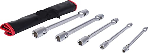 KS Tools 517.0340 - Pack de 5 piezas con llaves articuladas dobles de perfil E Torx, en bolsa enrollable, E6xE8-E22xE24