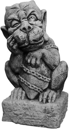 gartendekoparadies.de Gargoyle auf Sockel Steinfigur aus Steinguss Weißbeton, Grau, Frostsicher für Außenbereich, H. 40 cm, 18 kg